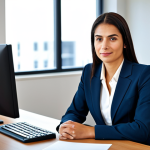 **

"A professional businesswoman in a modest business suit, sitting at a desk in a modern office. Fully clothed, appropriate attire, safe for work, perfect anatomy, natural proportions, professional photography, high quality."

**