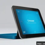 시각디자인 컨설팅 사례 - A sleek, minimalist technology brand visual concept featuring a clean user interface design on a mod...
